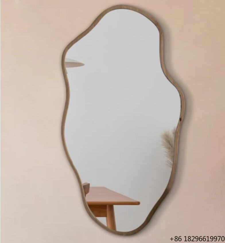 Home Bathroom Glass - Cermin Dinding Kayu Asimetris Tidak Beraturan