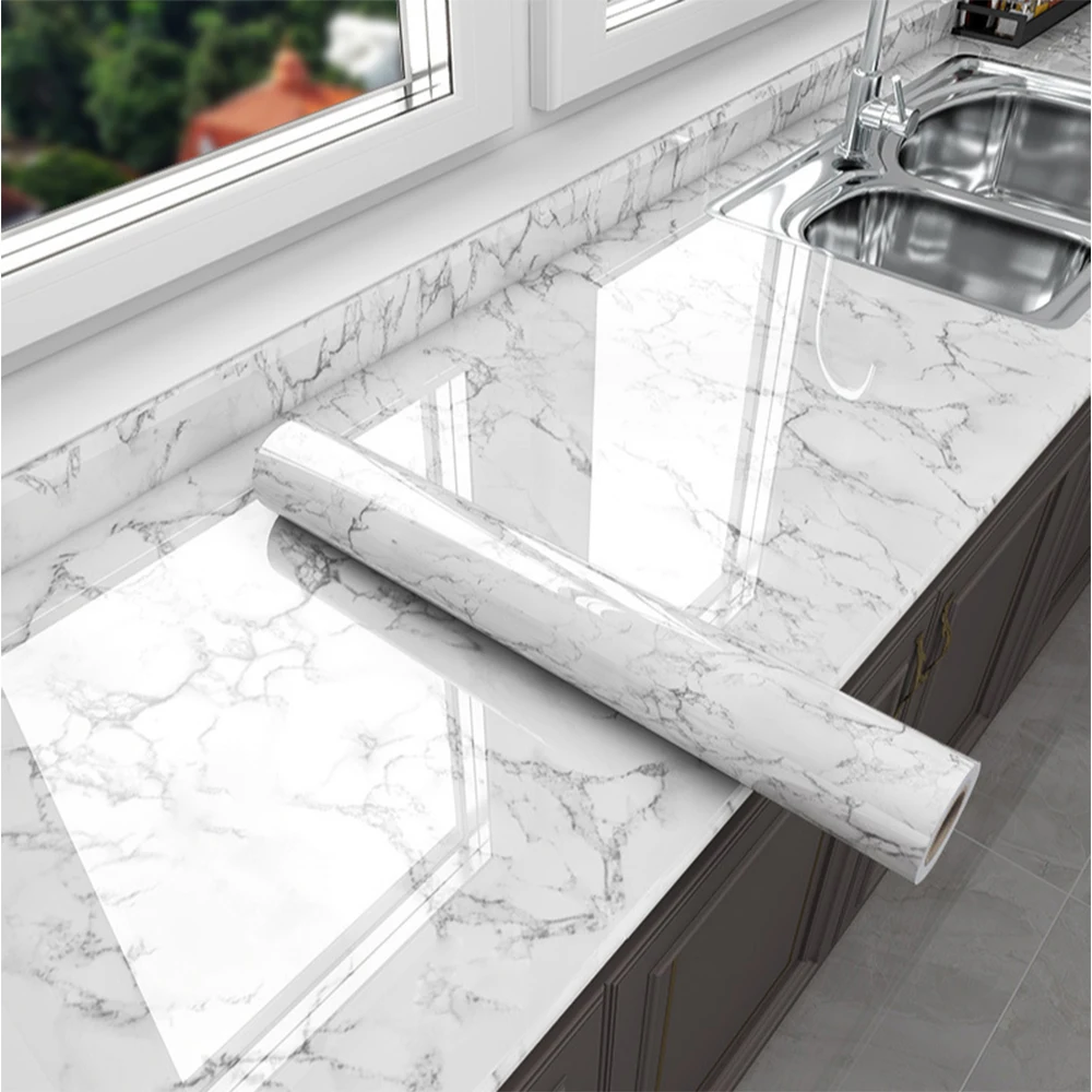 Home Bathroom Wallpaper - Wallpaper marmer vinil berperekat, stiker dinding