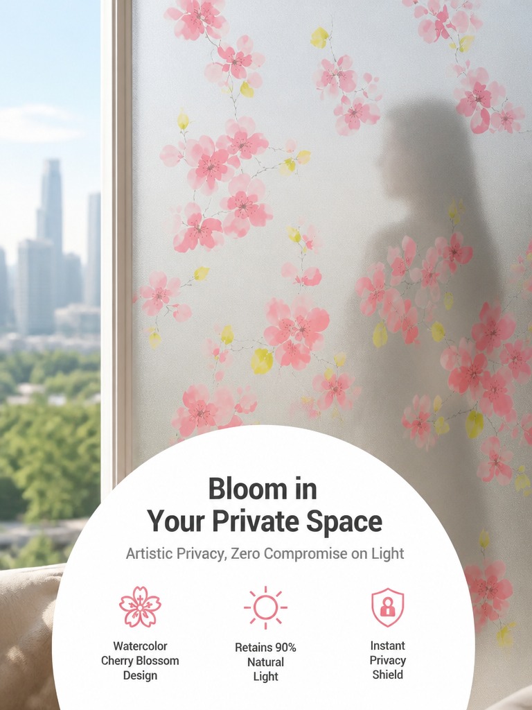 Home Bathroom Glass - Film Jendela Privasi Buram, Transparan, Anti