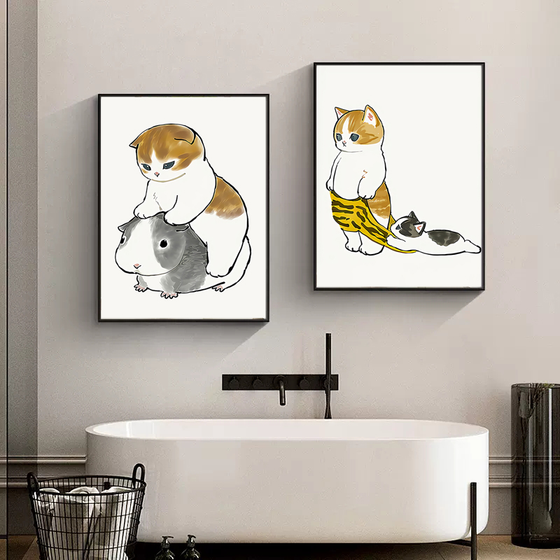 Home Bathroom Wallpaper - Kucing di Toilet Memainkan Ponsel, Poster