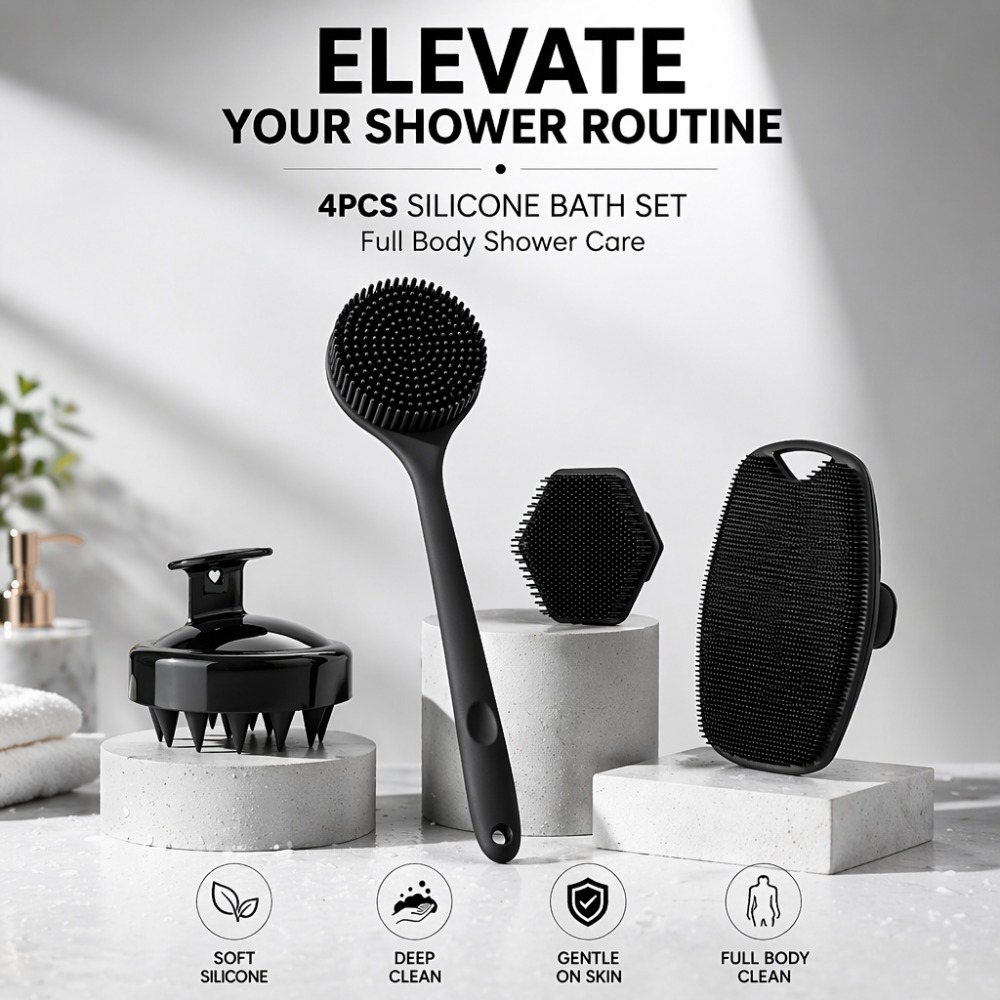 Home Bathroom Cleaning Machine - 4PCS Set Sikat Mandi Silikon Lembut