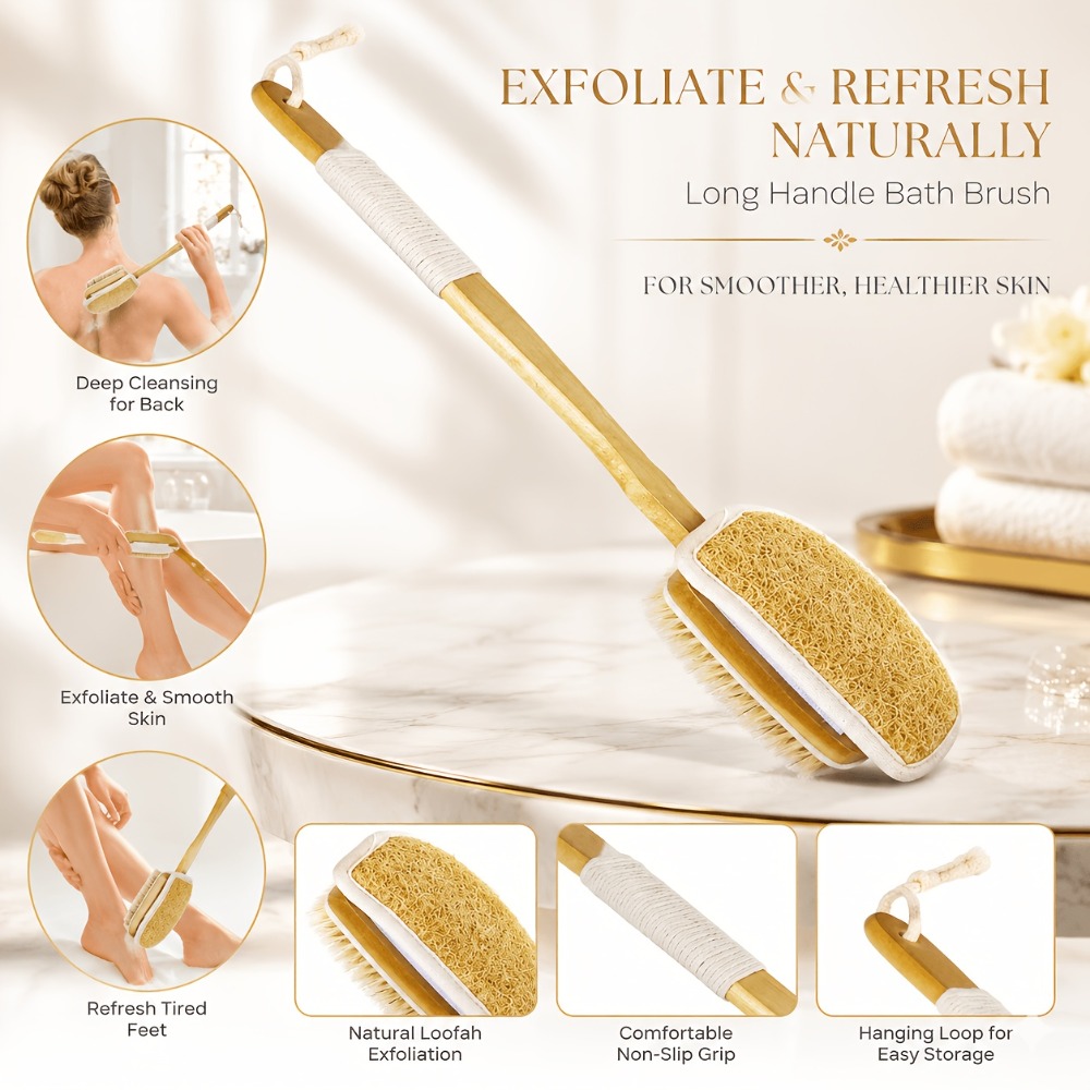 Home Bathroom Cleaning Machine - Sikat Mandi Gagang Panjang Kayu, Bulu