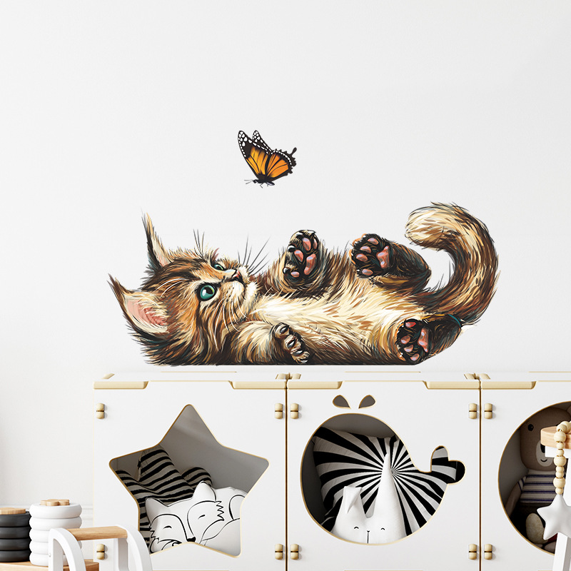 T15 # lucu kucing kupu-kupu be - Home Bathroom Wallpaper ulasan dan harga