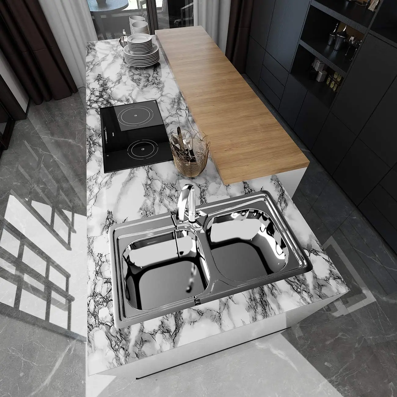 Wallpaper marmer vinil berpere - Home Bathroom Wallpaper ulasan dan harga