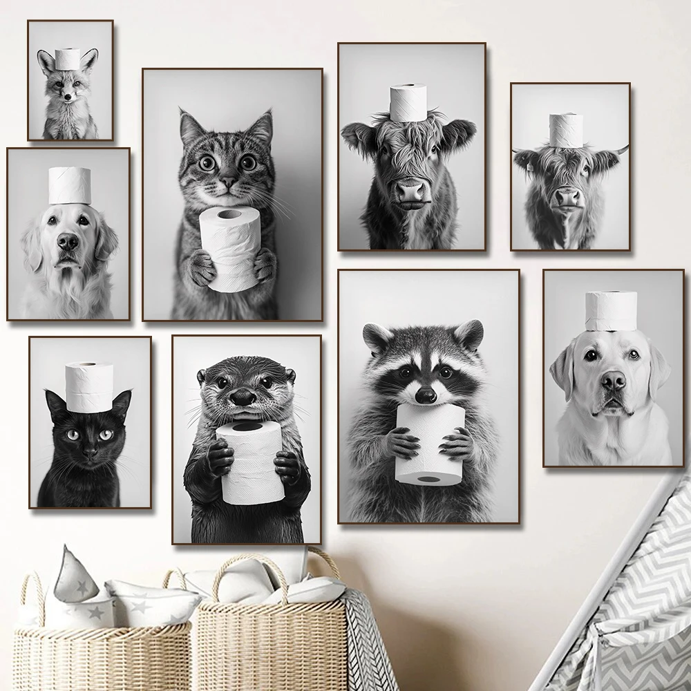 Poster Cetak Kanvas Sapi Datar - Home Bathroom Wallpaper ulasan dan harga