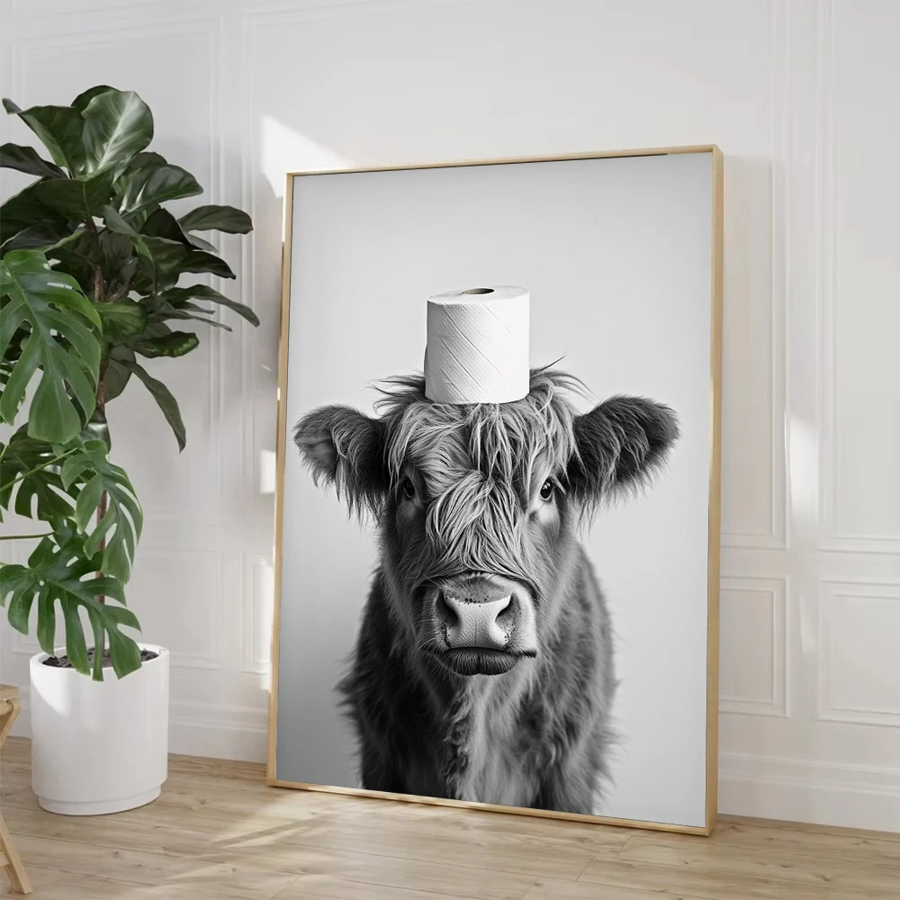Poster Cetak Kanvas Sapi Datar - Home Bathroom Wallpaper ulasan dan harga