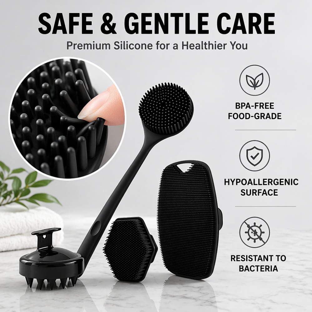 4PCS Set Sikat Mandi Silikon L - Home Bathroom Cleaning Machine ulasan dan harga