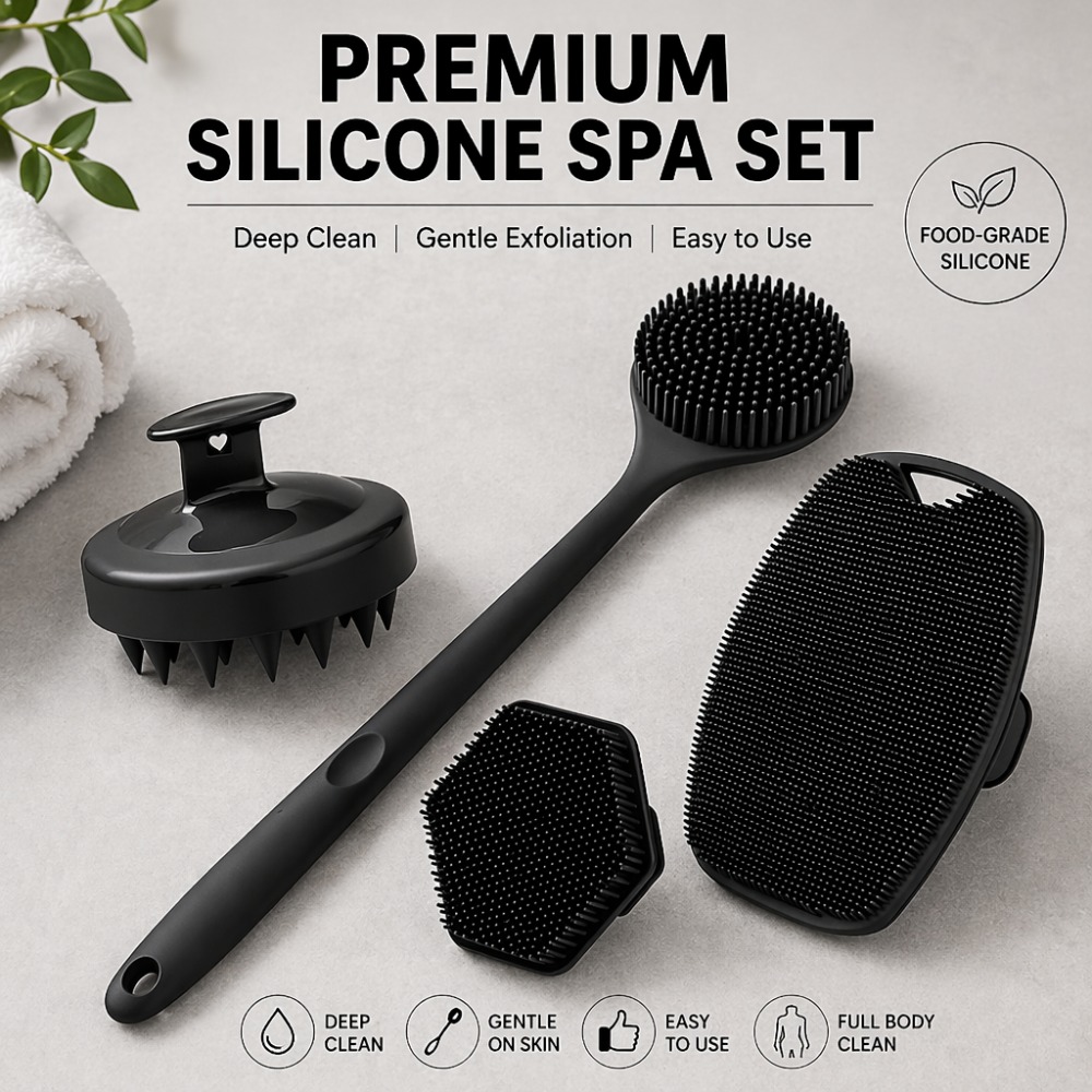 4PCS Set Sikat Mandi Silikon L - Home Bathroom Cleaning Machine ulasan dan harga