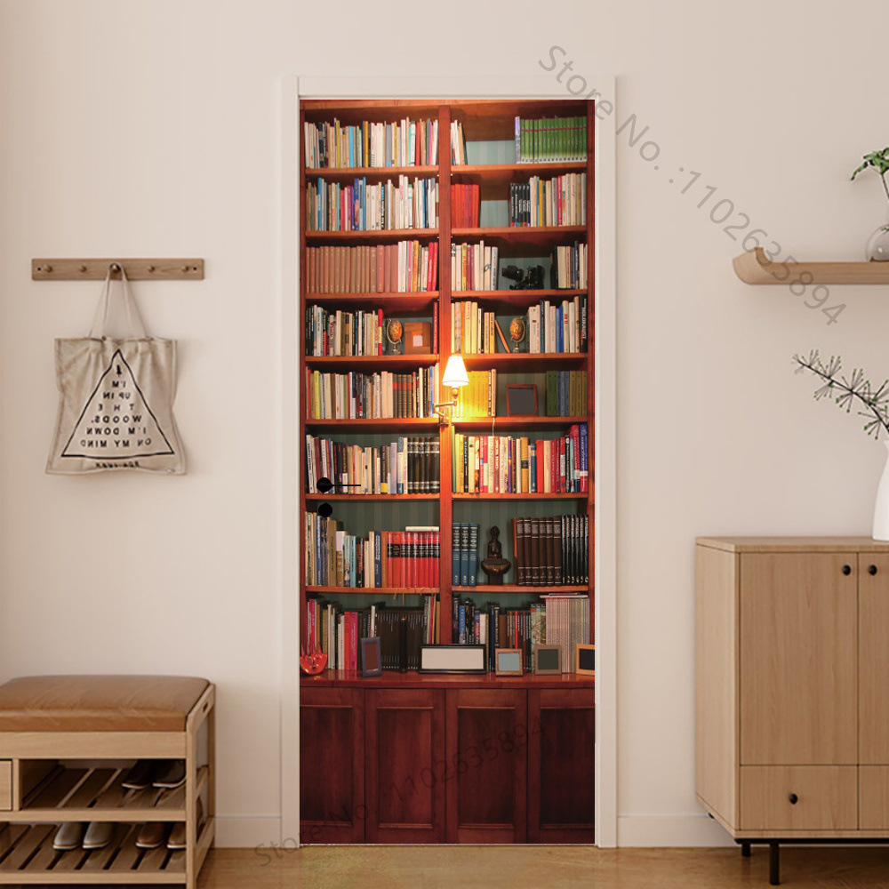 Stiker Mural pintu kayu bayang - Home Bathroom Wallpaper ulasan dan harga