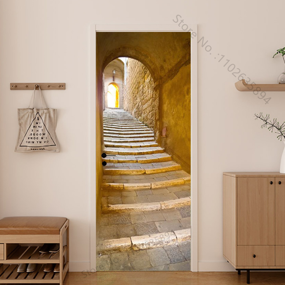 Stiker Mural pintu kayu bayang - Home Bathroom Wallpaper ulasan dan harga