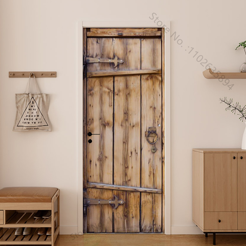Stiker Mural pintu kayu bayang - Home Bathroom Wallpaper ulasan dan harga